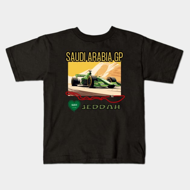 Saudi Arabian Grand Prix, Jeddah Circuit, Formula 1 Kids T-Shirt by Pattyld